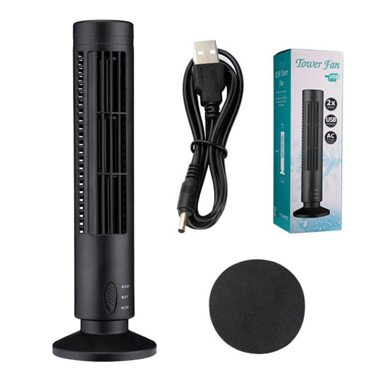 Tower Fan USB Bladeless Compact Design Black 33cm High for Desk and Office | Sansoti
