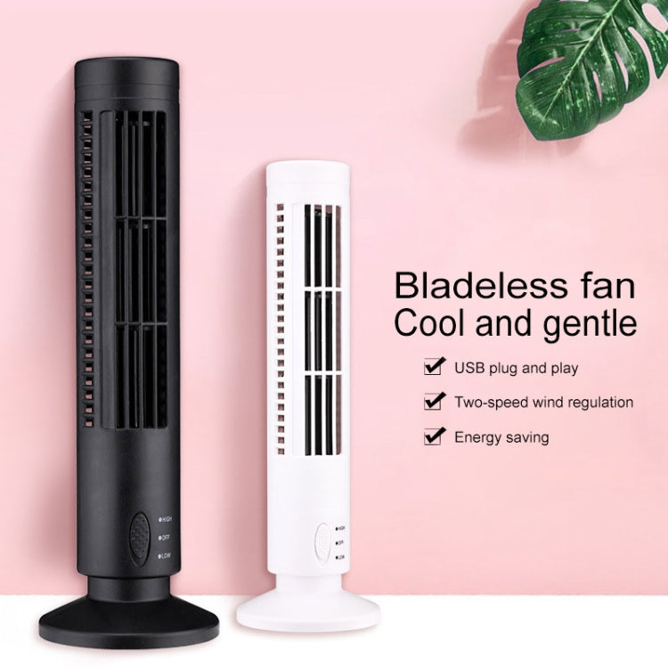Tower Fan USB Bladeless Compact Design Black 33cm High for Desk and Office | Sansoti