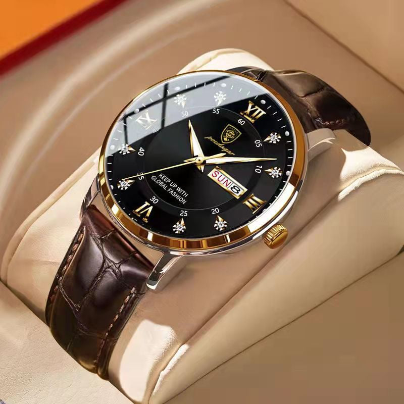 Montre pour homme avec cadran lumineux, acier, étanche à 30 m, mouvement à quartz, bracelet confortable, allure élégante | Sansoti