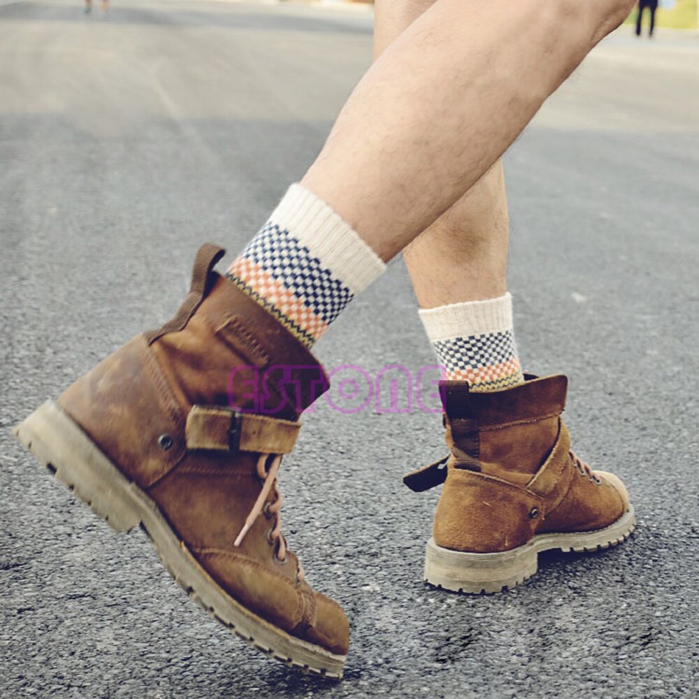 Set mit 4 Paar Vintage-Wollsocken Herbst Winter Jacquard-Muster Warm Atmungsaktiv Bequem Einheitsgröße Damen | Sansoti