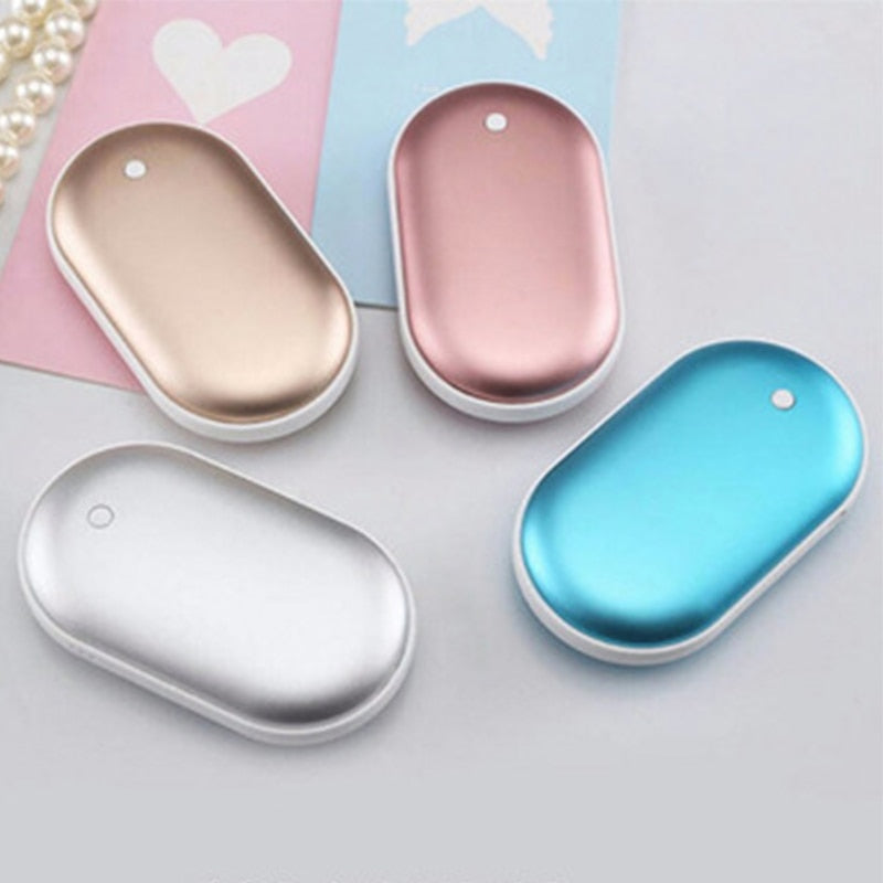 Oplaadbare Handwarmer met Powerbank 5200mAh Zilver Goud Roségoud Blauw Dubbele Verwarming 3 Temperatuurstanden USB-C Compact Zakformaat Outdoor Winter Cadeau | Sansoti
