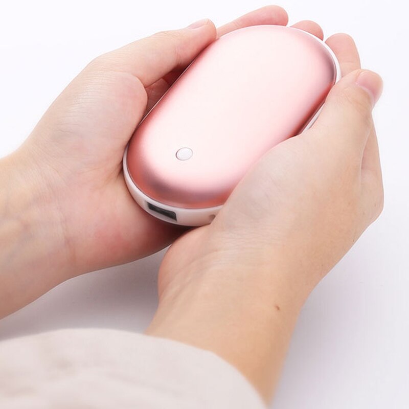 Oplaadbare Handwarmer met Powerbank 5200mAh Zilver Goud Roségoud Blauw Dubbele Verwarming 3 Temperatuurstanden USB-C Compact Zakformaat Outdoor Winter Cadeau | Sansoti