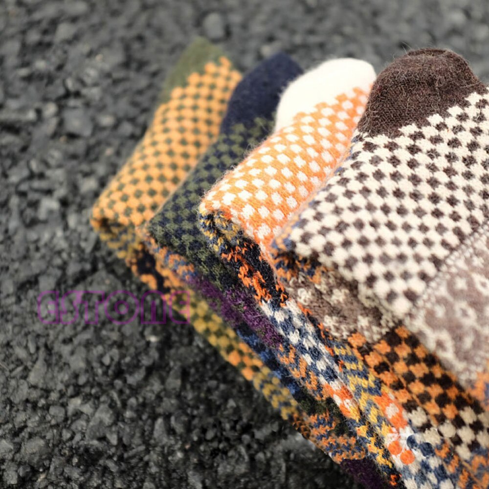Set mit 4 Paar Vintage-Wollsocken Herbst Winter Jacquard-Muster Warm Atmungsaktiv Bequem Einheitsgröße Damen | Sansoti