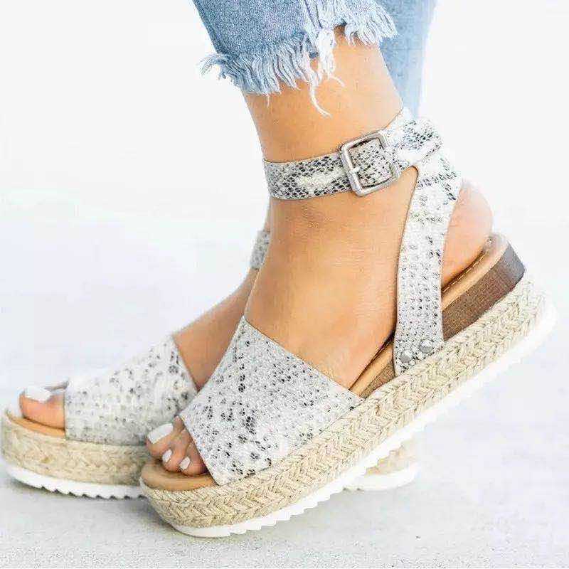 Women's Platform Sandals with Adjustable Ankle Strap | Summer Wedge Shoes with Open Toe for Daily Use | Sansoti