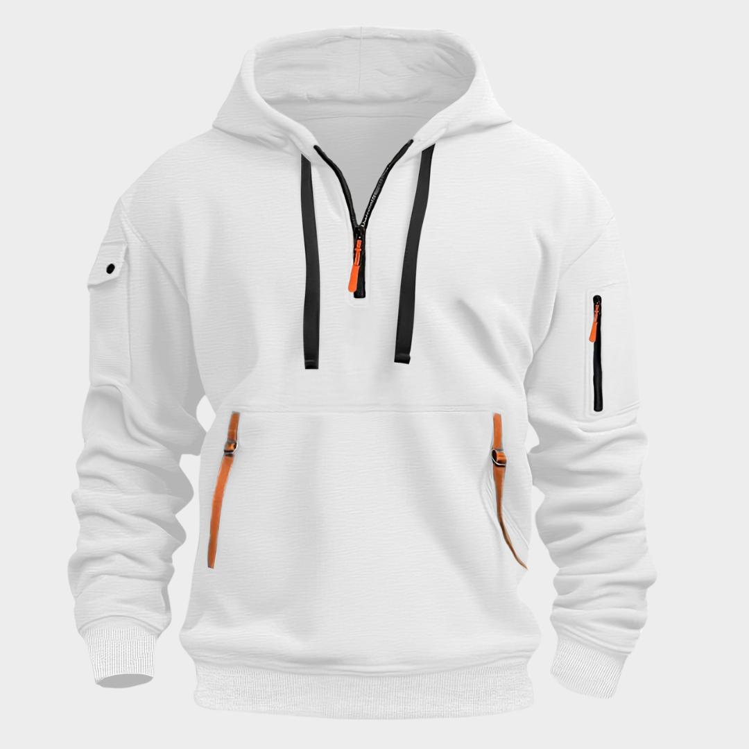 Hoodie met Halve Rits Heren Sweatshirt Verstelbare Kraag Capuchon Zwart Grijs Blauw voor Casual Dagelijks | Sansoti