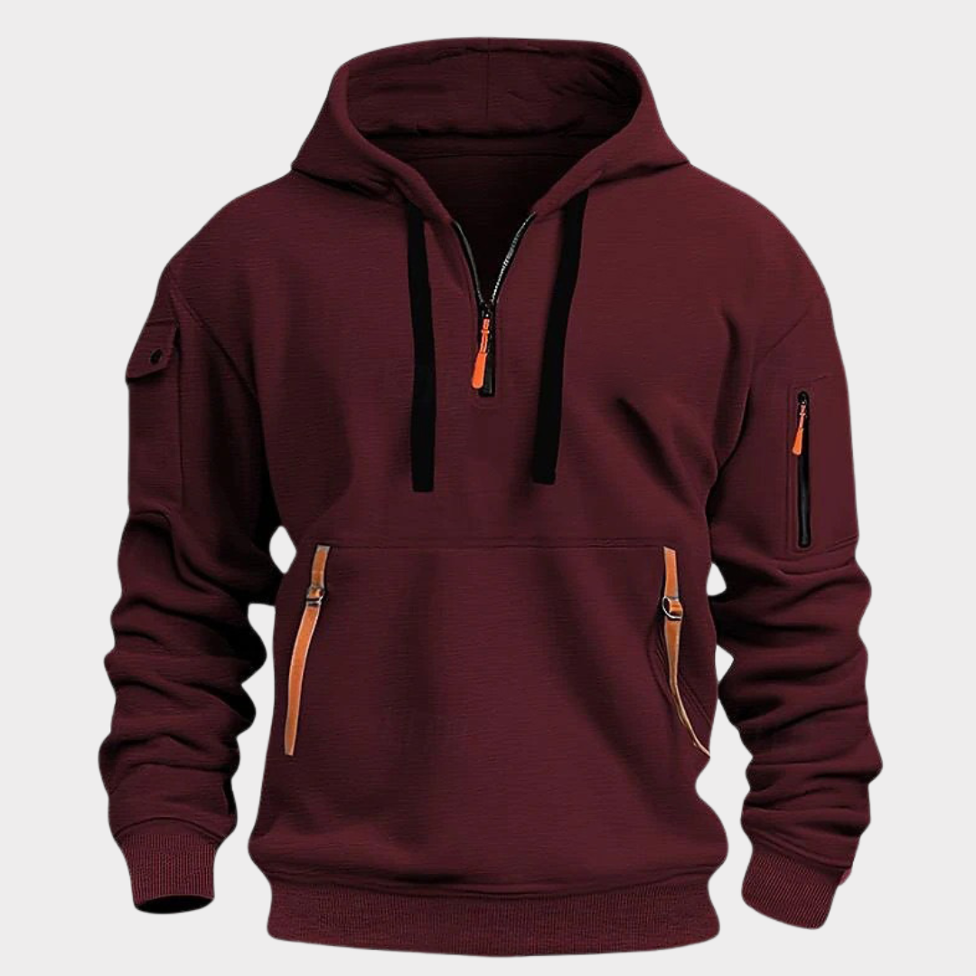 Hoodie met Halve Rits Heren Sweatshirt Verstelbare Kraag Capuchon Zwart Grijs Blauw voor Casual Dagelijks | Sansoti