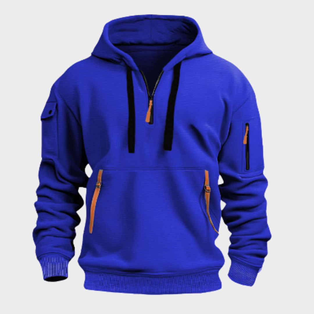 Hoodie met Halve Rits Heren Sweatshirt Verstelbare Kraag Capuchon Zwart Grijs Blauw voor Casual Dagelijks | Sansoti