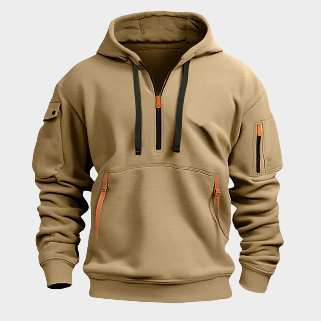 Hoodie met Halve Rits Heren Sweatshirt Verstelbare Kraag Capuchon Zwart Grijs Blauw voor Casual Dagelijks | Sansoti