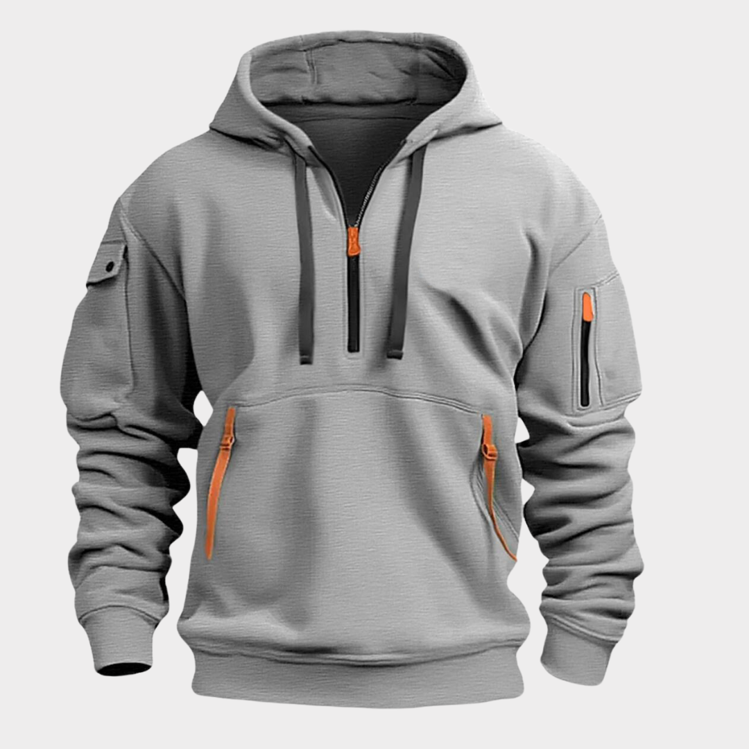 Hoodie met Halve Rits Heren Sweatshirt Verstelbare Kraag Capuchon Zwart Grijs Blauw voor Casual Dagelijks | Sansoti