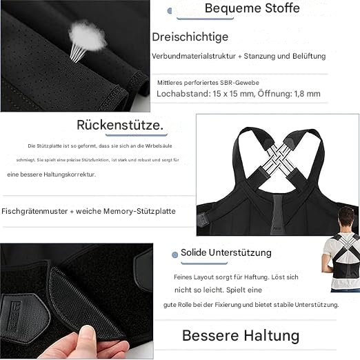 Verstelbare Houdingscorrector Unisex Rugbrace met Nekondersteuning Neopreen Polyester Vest Rug Nek Houding | Sansoti
