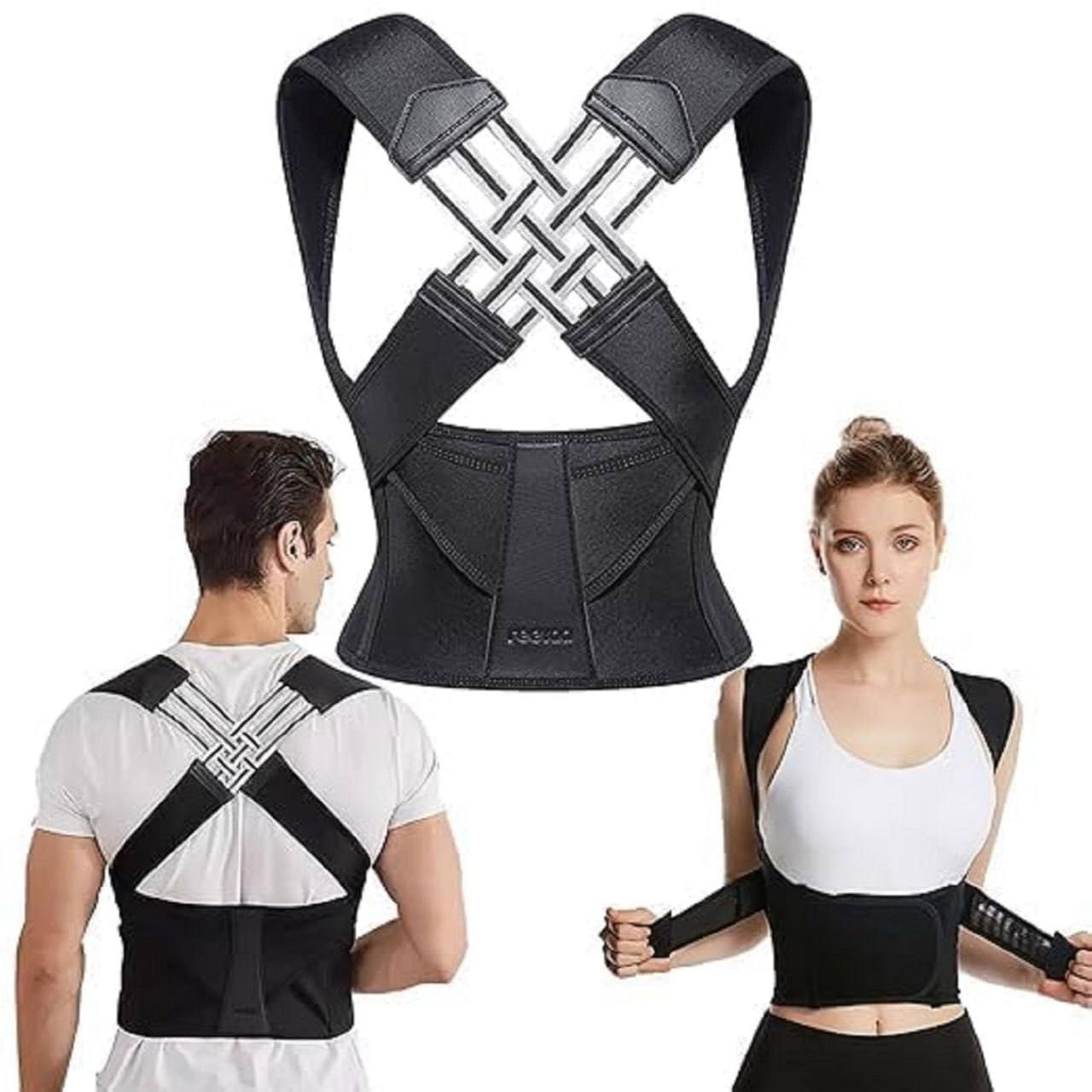 Verstelbare Houdingscorrector Unisex Rugbrace met Nekondersteuning Neopreen Polyester Vest Rug Nek Houding | Sansoti