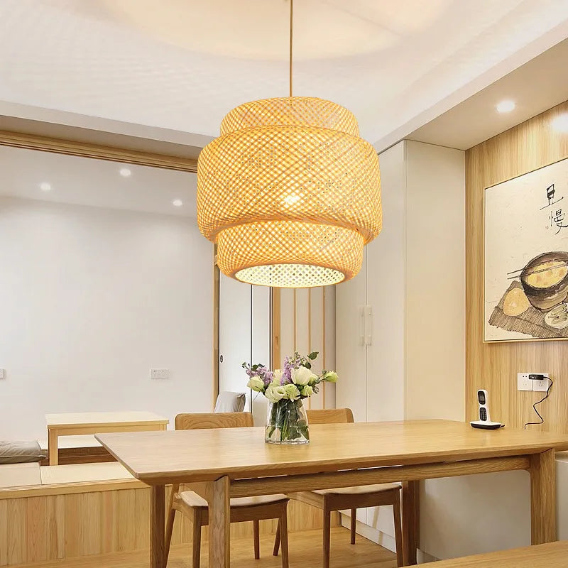 Gevlochten Hanglamp Bamboe Naturel E27 Ø30cm Woonkamer Slaapkamer Rustieke Verlichting Scandinavisch | Sansoti