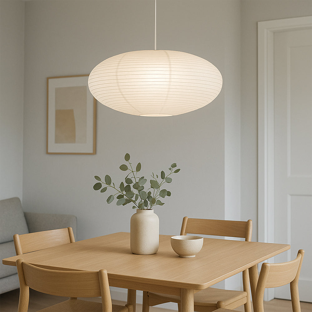 Handmade Cotton Paper Pendant Light Ø50/60cm E27 Wabi-Sabi Style Lighting Dining Room Bar Minimalist Design | Sansoti