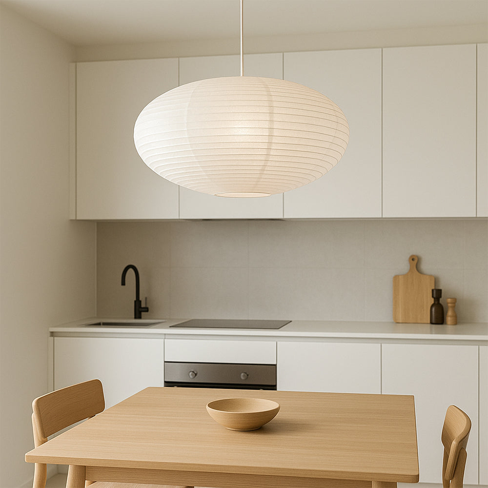 Handmade Cotton Paper Pendant Light Ø50/60cm E27 Wabi-Sabi Style Lighting Dining Room Bar Minimalist Design | Sansoti