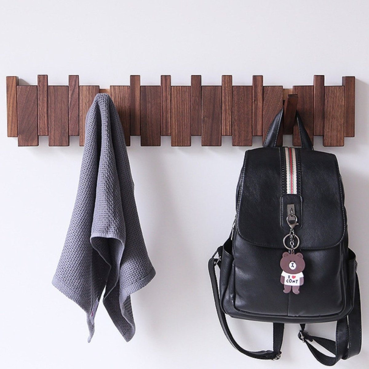Wandgarderobe Holz Klapphaken Piano-Design 4 bis 10 Haken Flur Schlafzimmer Aufbewahrung Dekorativ Stilvoll | Sansoti