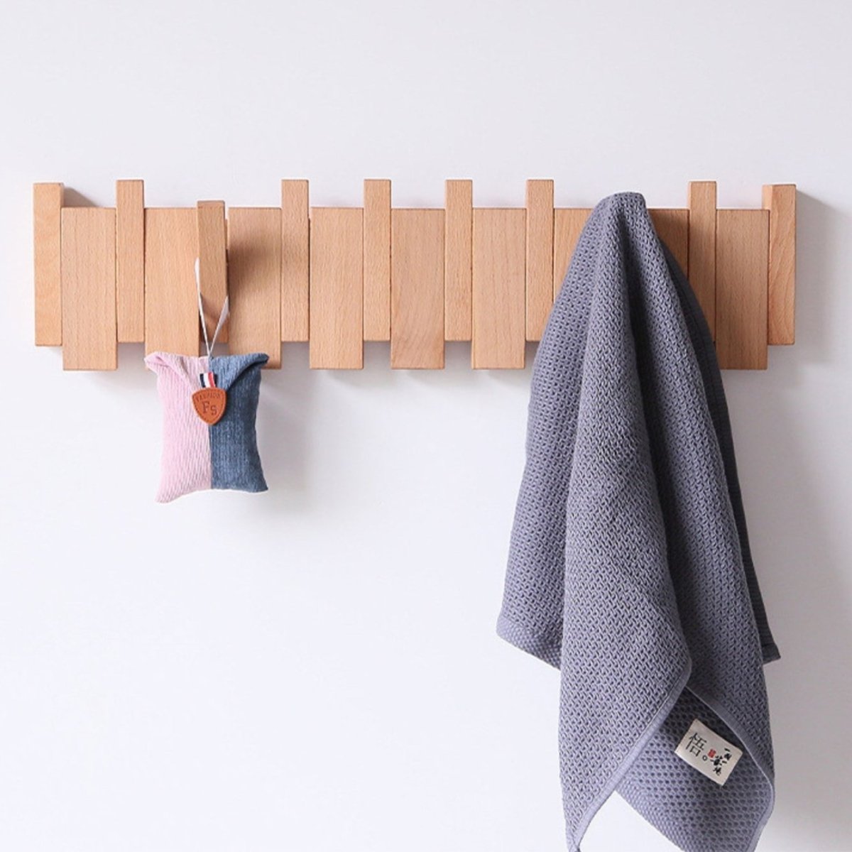 Wandgarderobe Holz Klapphaken Piano-Design 4 bis 10 Haken Flur Schlafzimmer Aufbewahrung Dekorativ Stilvoll | Sansoti