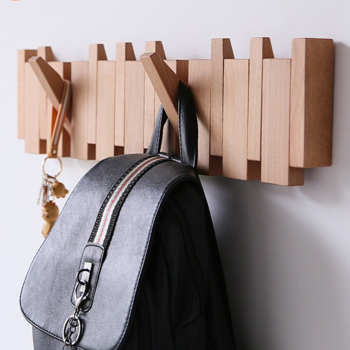 Wandgarderobe Holz Klapphaken Piano-Design 4 bis 10 Haken Flur Schlafzimmer Aufbewahrung Dekorativ Stilvoll | Sansoti