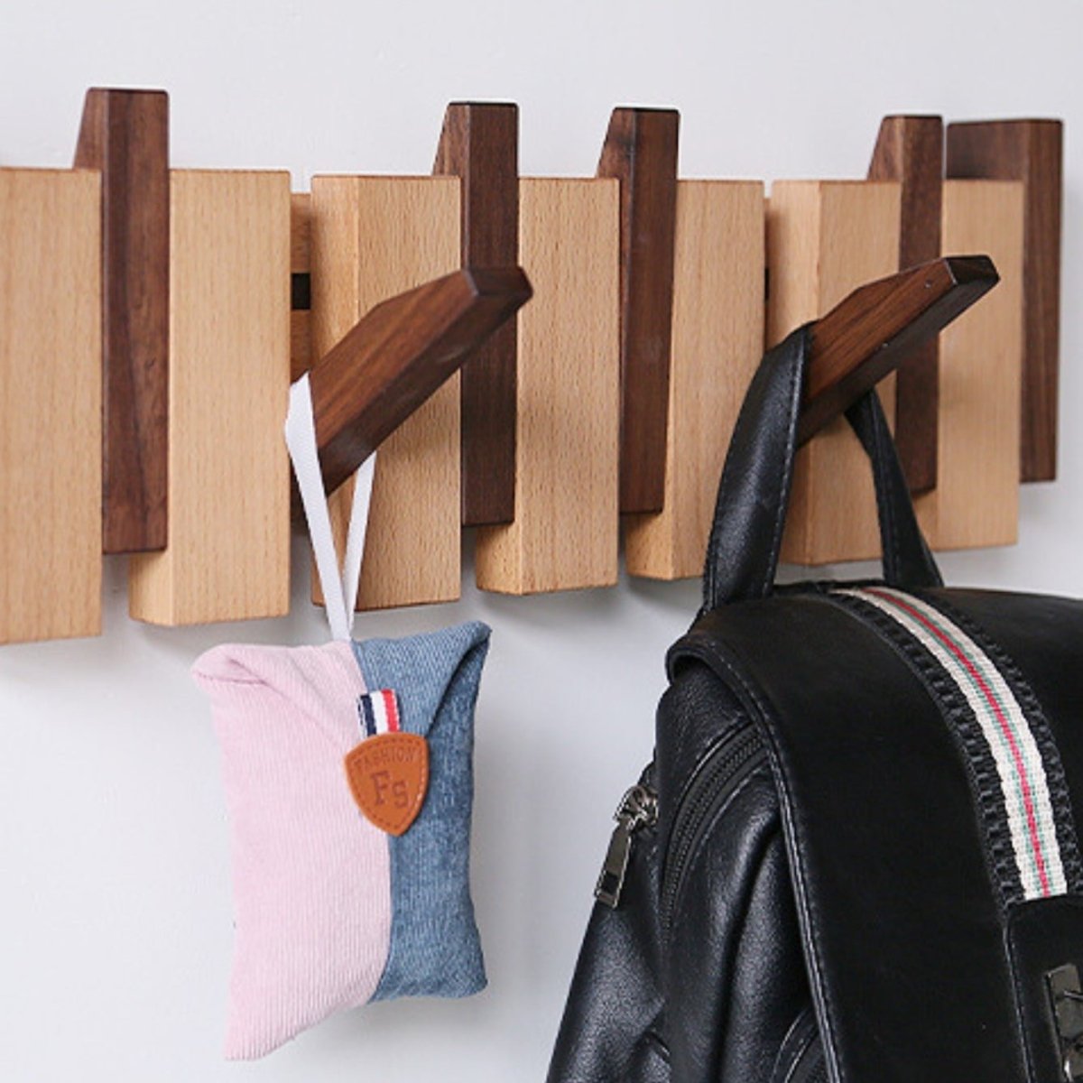Wandgarderobe Holz Klapphaken Piano-Design 4 bis 10 Haken Flur Schlafzimmer Aufbewahrung Dekorativ Stilvoll | Sansoti