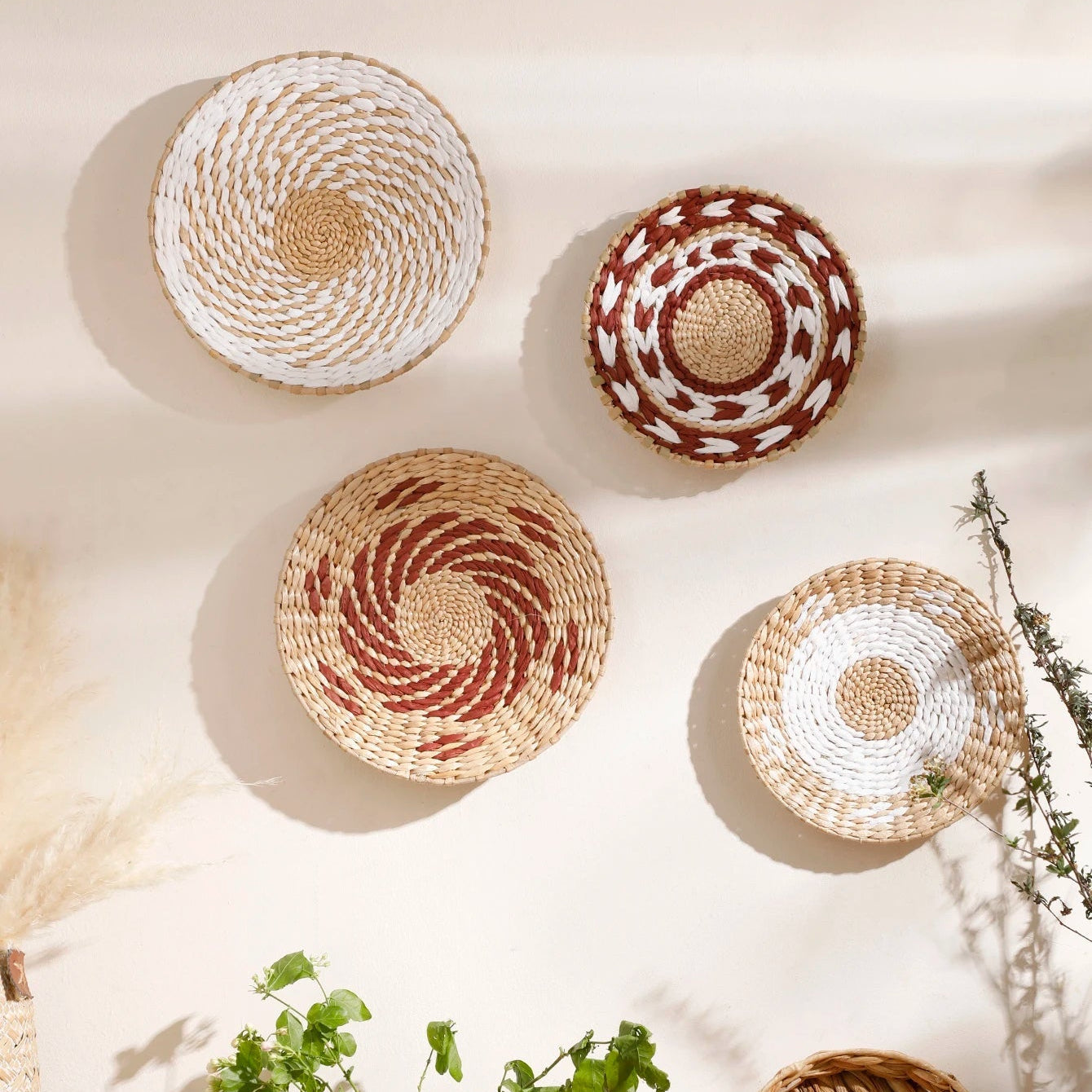 Handgeweven Zeegras Wanddecoratie Set - Bohemian Wandkunst Natuurlijke Texturen Unieke Patronen voor Rustieke en Moderne Interieurs | Sansoti