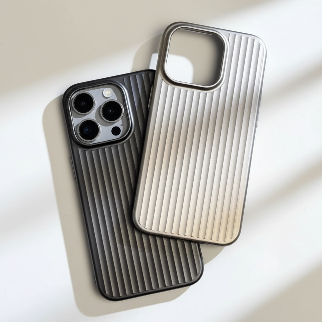 Smartphone Hoesje met Geribbelde Textuur en Metallic Afwerking Stofdicht | Sansoti