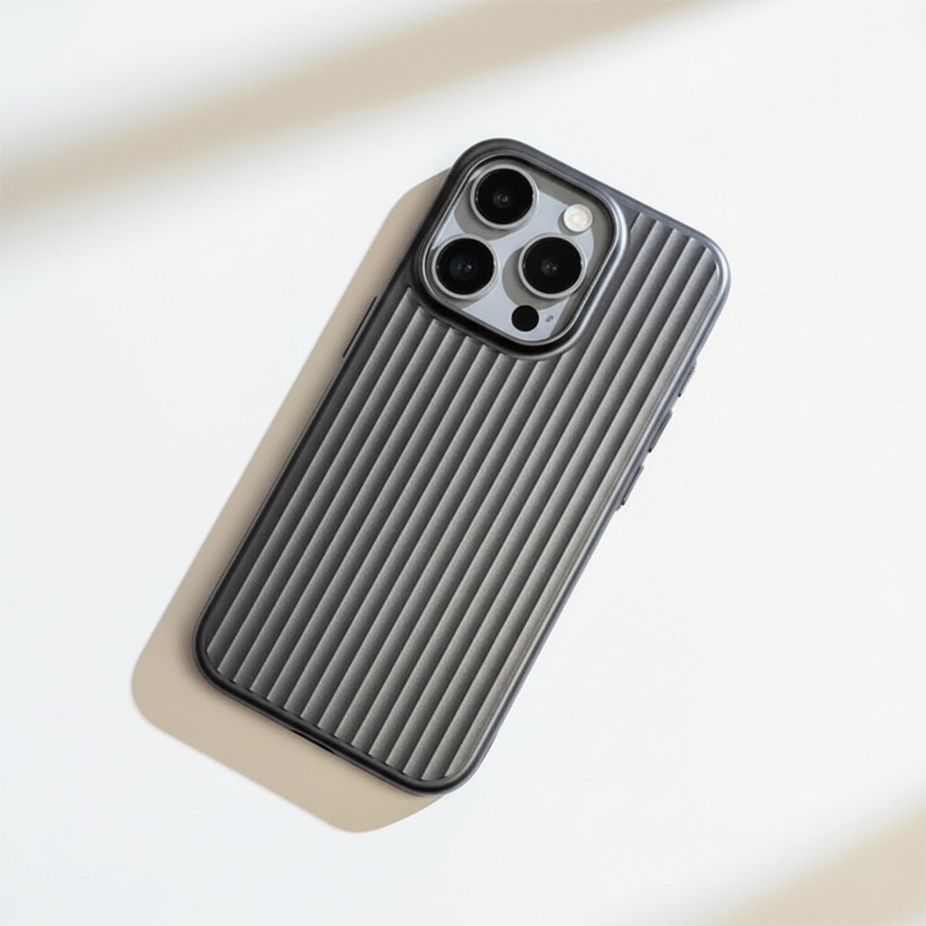 Smartphone Hoesje met Geribbelde Textuur en Metallic Afwerking Stofdicht | Sansoti