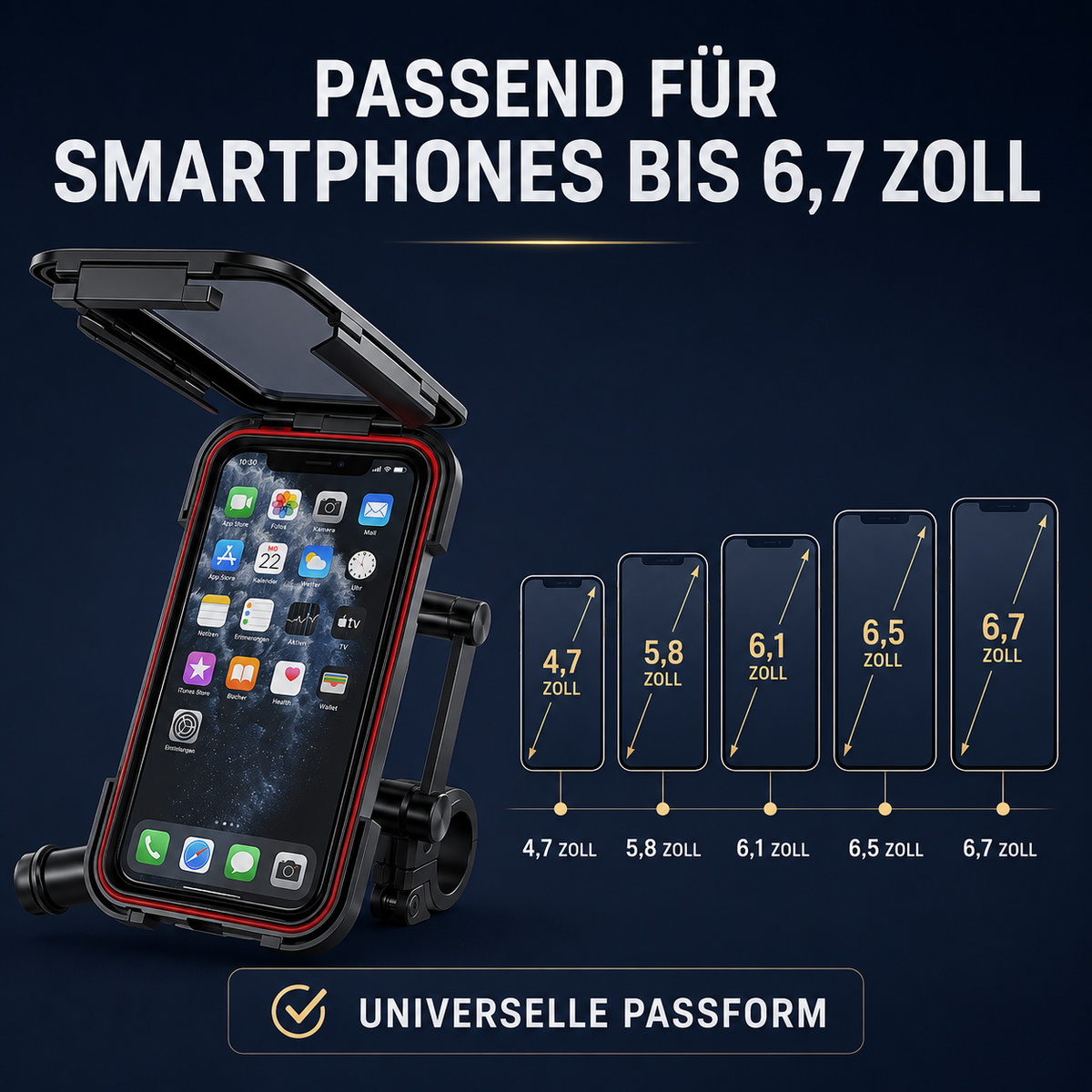 Support de smartphone étanche pour moto, rotatif à 360°, support de téléphone pour vélo avec fixation au guidon, universel, noir | Sansoti