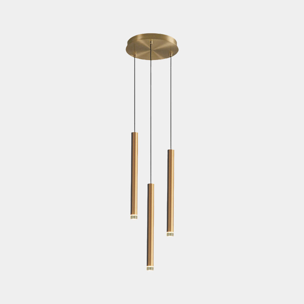 Goldene Pendelleuchte mit schlanker LED-Röhre, verstellbar, 3 Lichttemperaturen, modernes minimalistisches Design aus Aluminium | Sansoti
