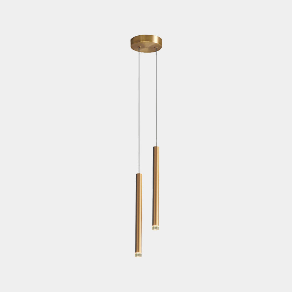 Goldene Pendelleuchte mit schlanker LED-Röhre, verstellbar, 3 Lichttemperaturen, modernes minimalistisches Design aus Aluminium | Sansoti
