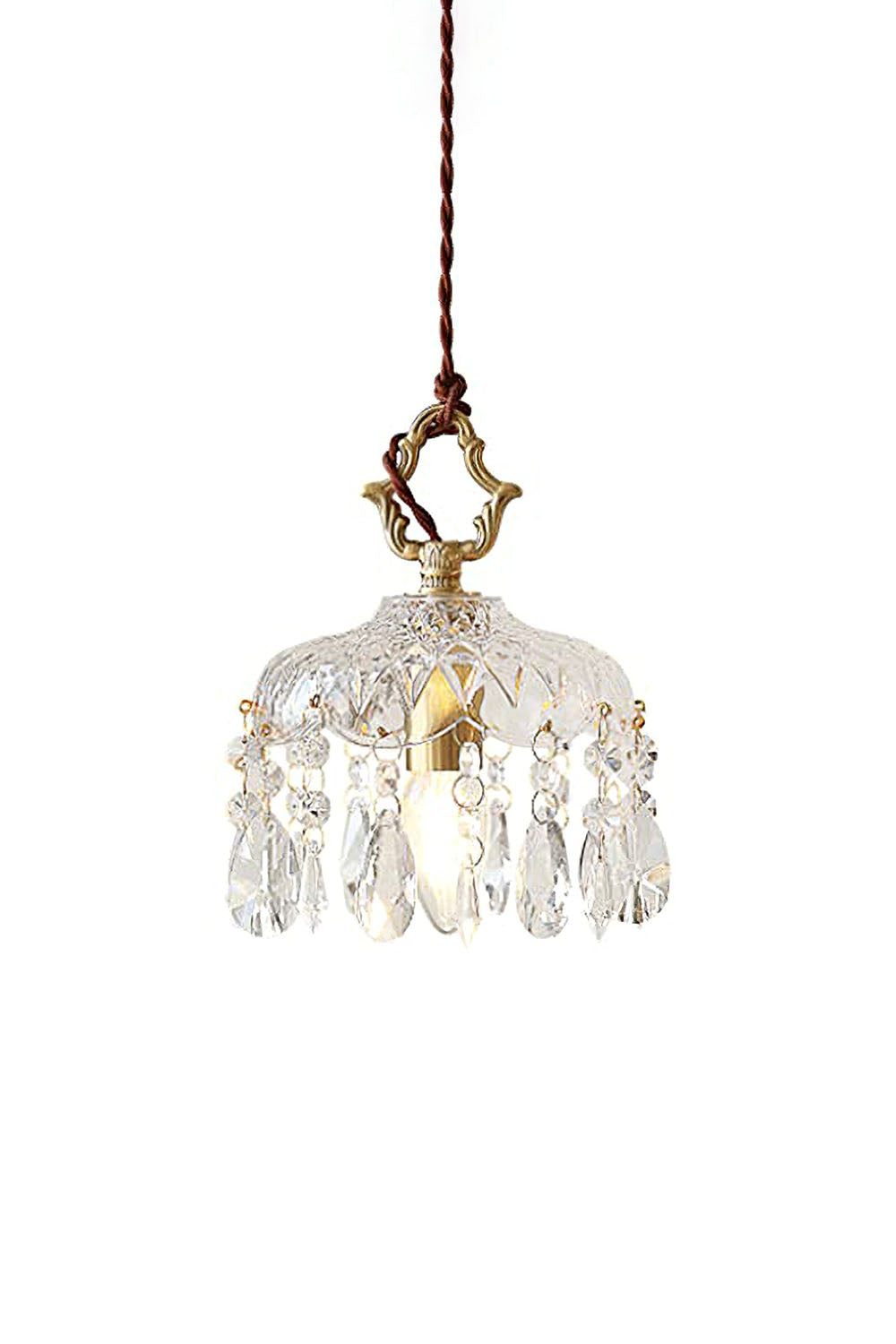 Suspension en verre avec douille en cuivre E14, design classique pour salle à manger, cuisine, entrée et salon, lustre | Sansoti