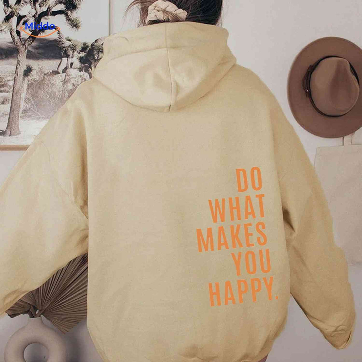 Oversized-Hoodie für Damen aus Baumwollmischung mit motivierendem Text, Streetwear-Schnitt, bequem, lässige Saisonkleidung | Sansoti