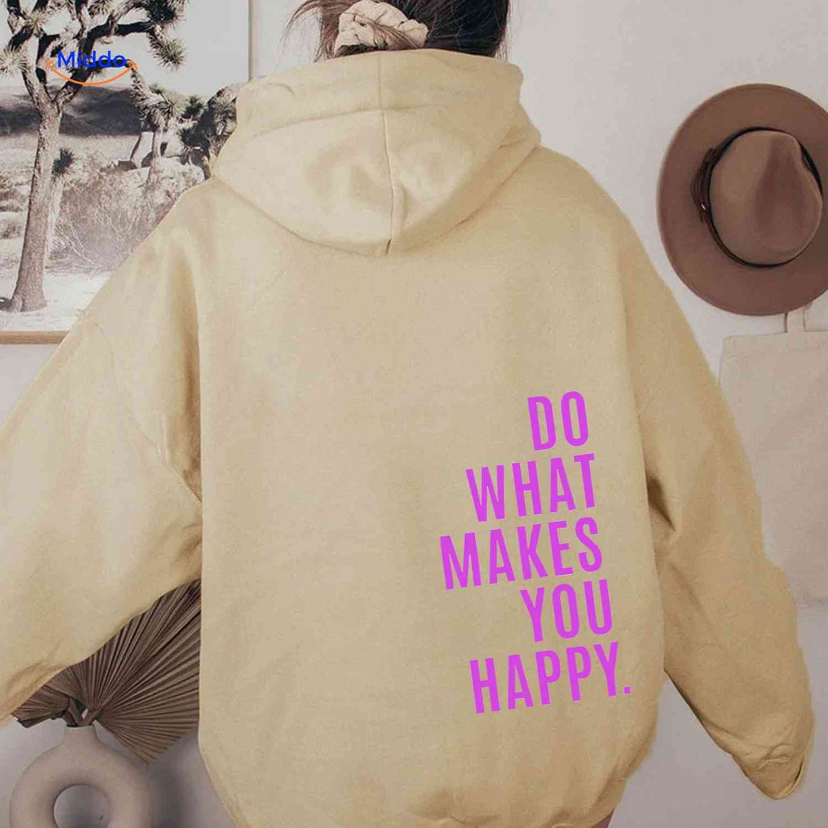 Oversized-Hoodie für Damen aus Baumwollmischung mit motivierendem Text, Streetwear-Schnitt, bequem, lässige Saisonkleidung | Sansoti