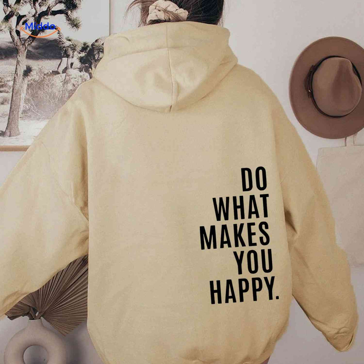 Oversized-Hoodie für Damen aus Baumwollmischung mit motivierendem Text, Streetwear-Schnitt, bequem, lässige Saisonkleidung | Sansoti