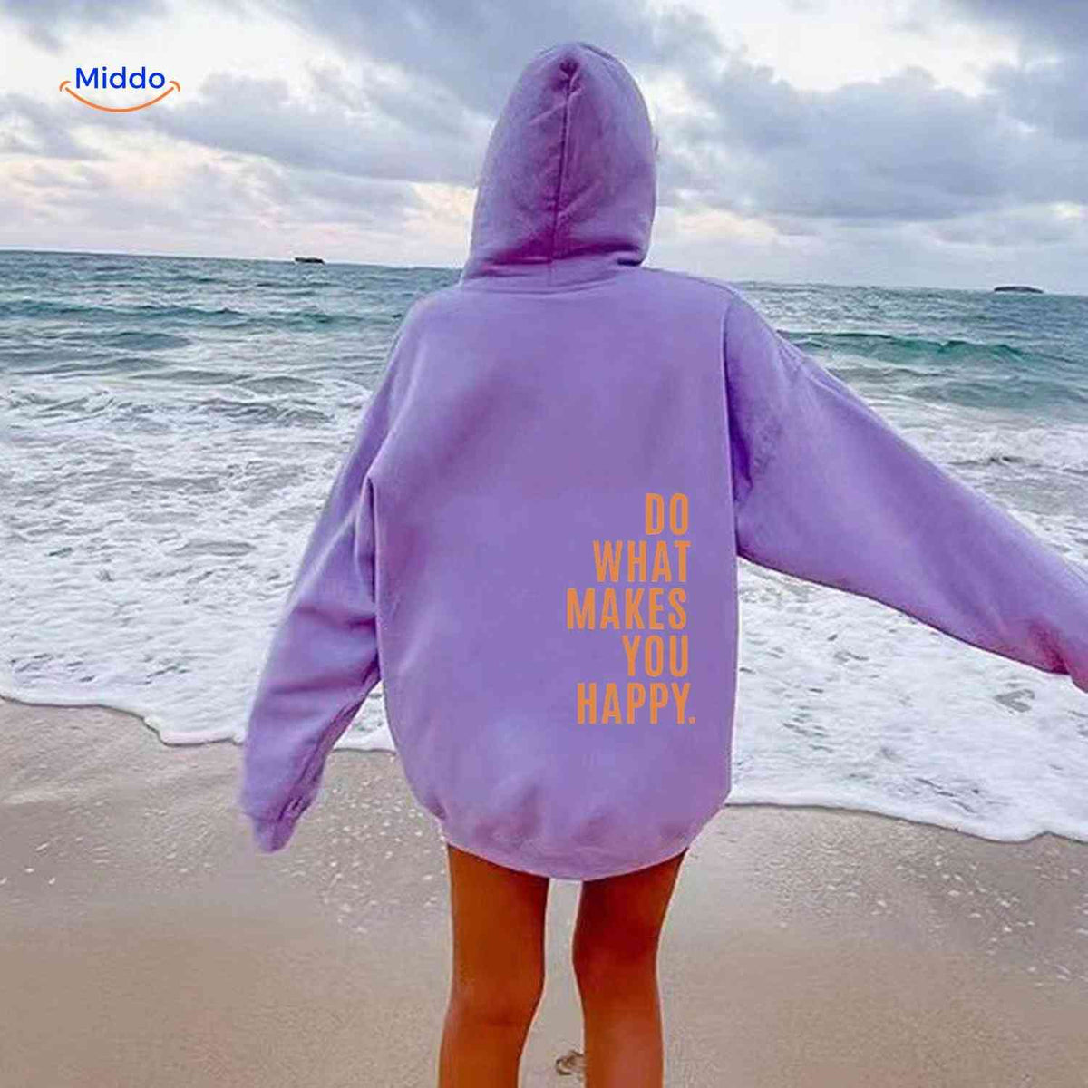 Oversized-Hoodie für Damen aus Baumwollmischung mit motivierendem Text, Streetwear-Schnitt, bequem, lässige Saisonkleidung | Sansoti