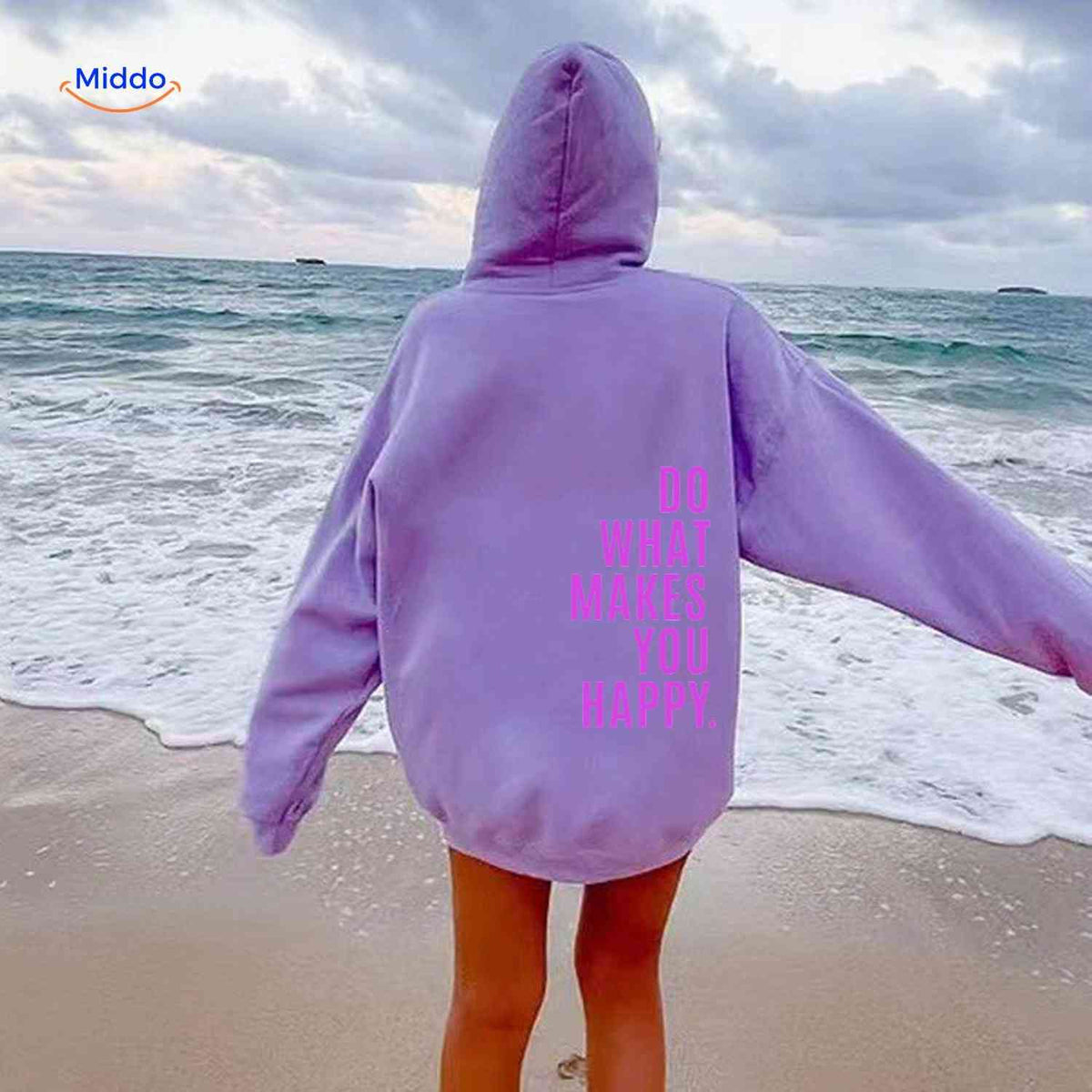 Oversized-Hoodie für Damen aus Baumwollmischung mit motivierendem Text, Streetwear-Schnitt, bequem, lässige Saisonkleidung | Sansoti