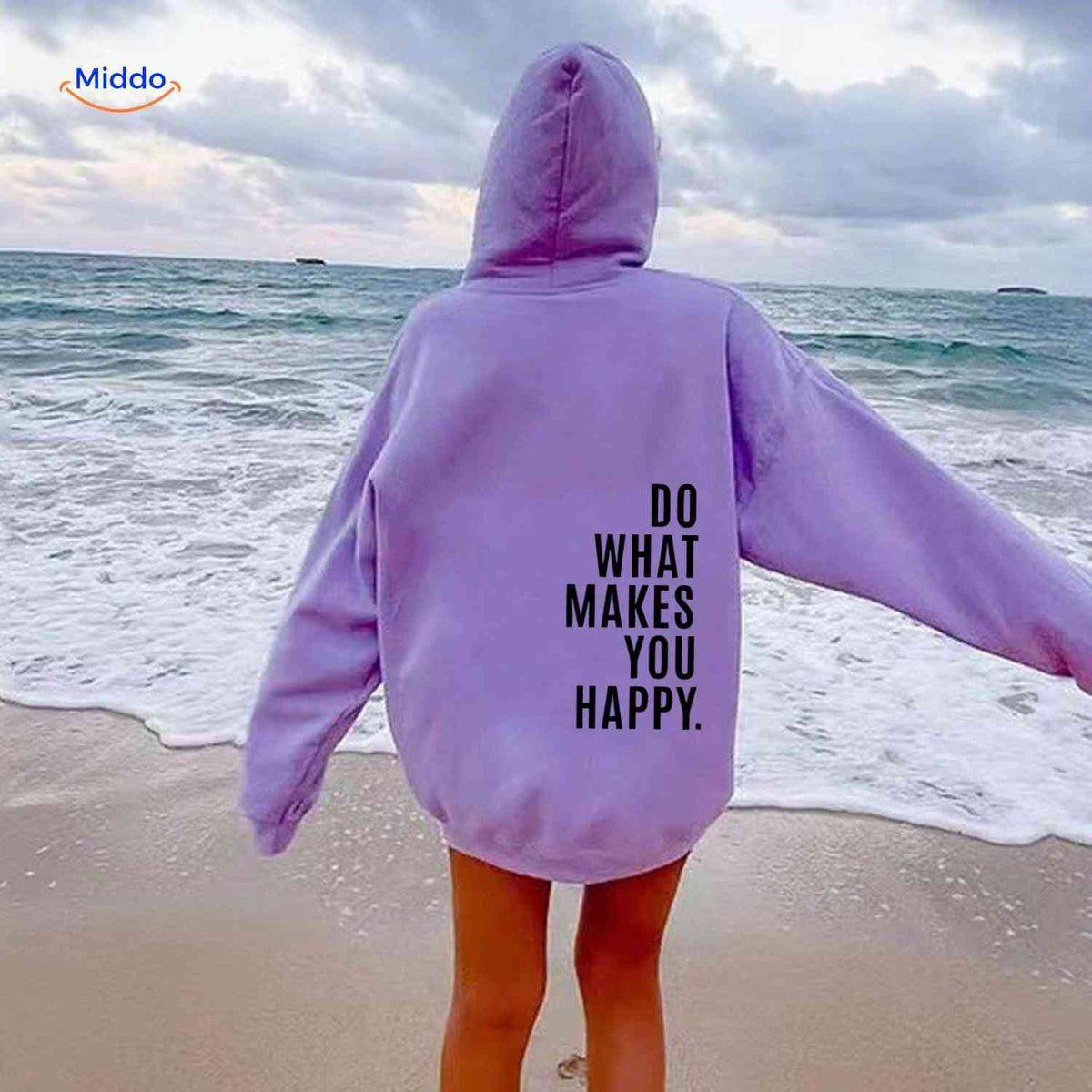 Oversized-Hoodie für Damen aus Baumwollmischung mit motivierendem Text, Streetwear-Schnitt, bequem, lässige Saisonkleidung | Sansoti