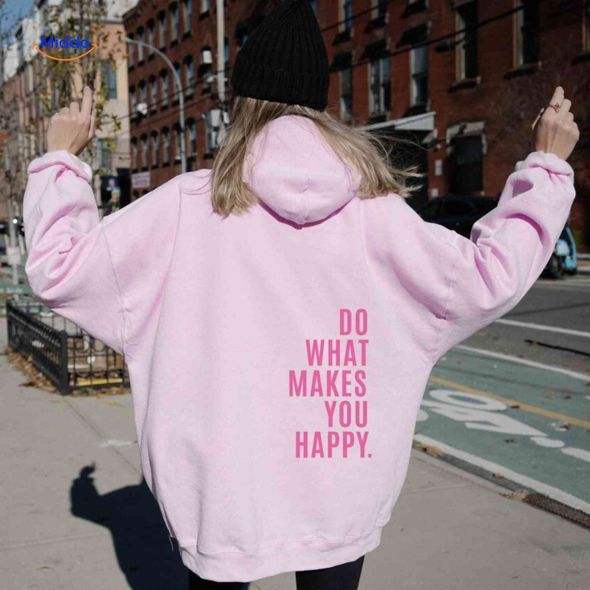 Oversized-Hoodie für Damen aus Baumwollmischung mit motivierendem Text, Streetwear-Schnitt, bequem, lässige Saisonkleidung | Sansoti