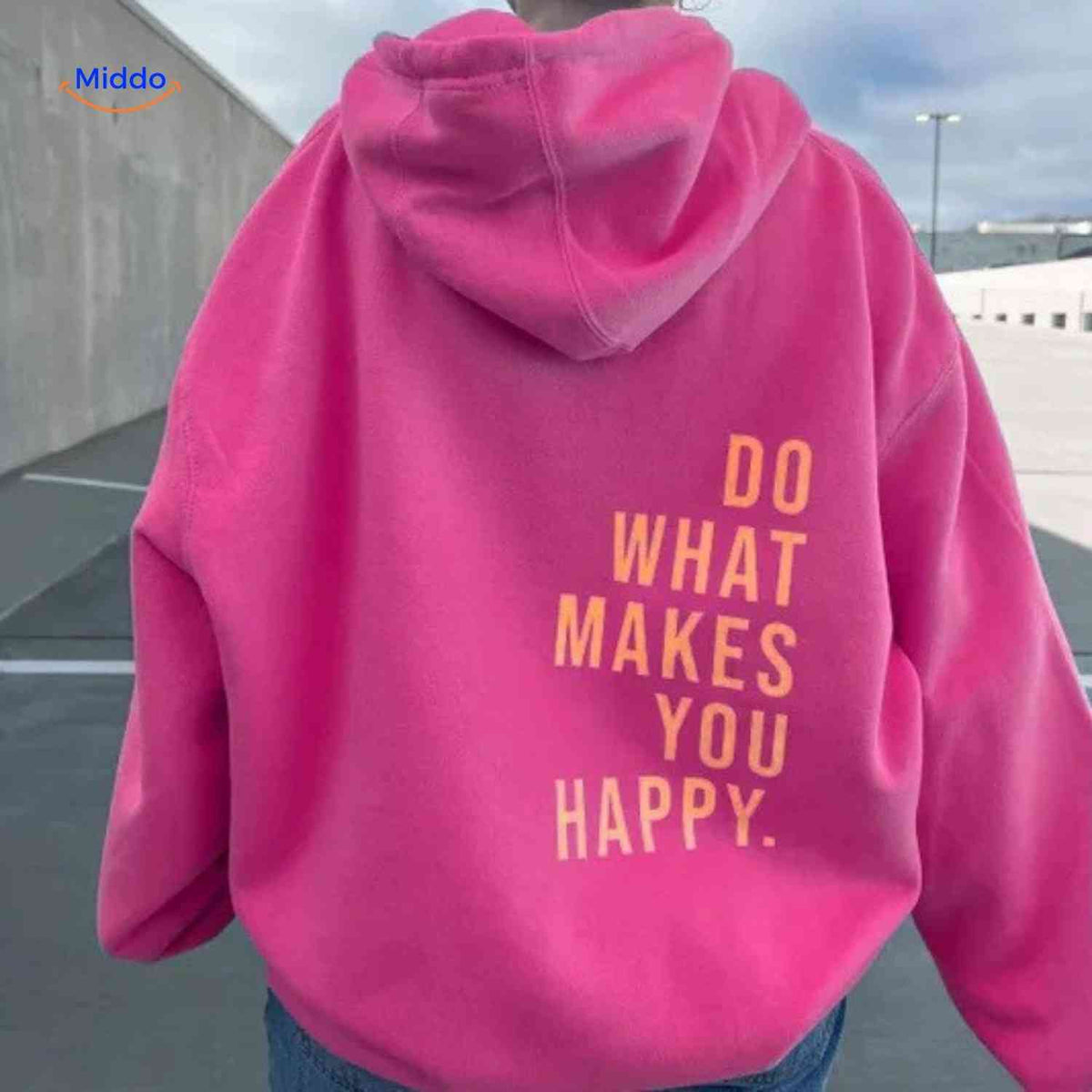 Oversized-Hoodie für Damen aus Baumwollmischung mit motivierendem Text, Streetwear-Schnitt, bequem, lässige Saisonkleidung | Sansoti