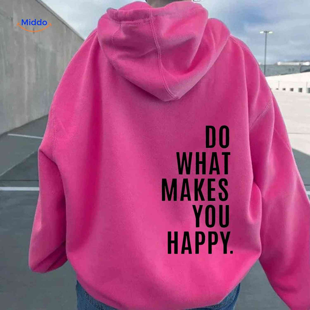 Oversized-Hoodie für Damen aus Baumwollmischung mit motivierendem Text, Streetwear-Schnitt, bequem, lässige Saisonkleidung | Sansoti