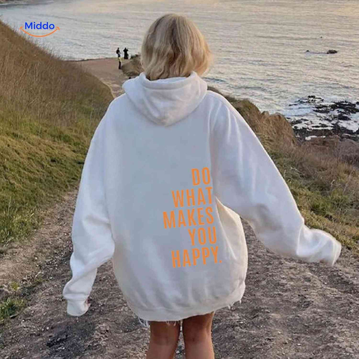 Oversized-Hoodie für Damen aus Baumwollmischung mit motivierendem Text, Streetwear-Schnitt, bequem, lässige Saisonkleidung | Sansoti