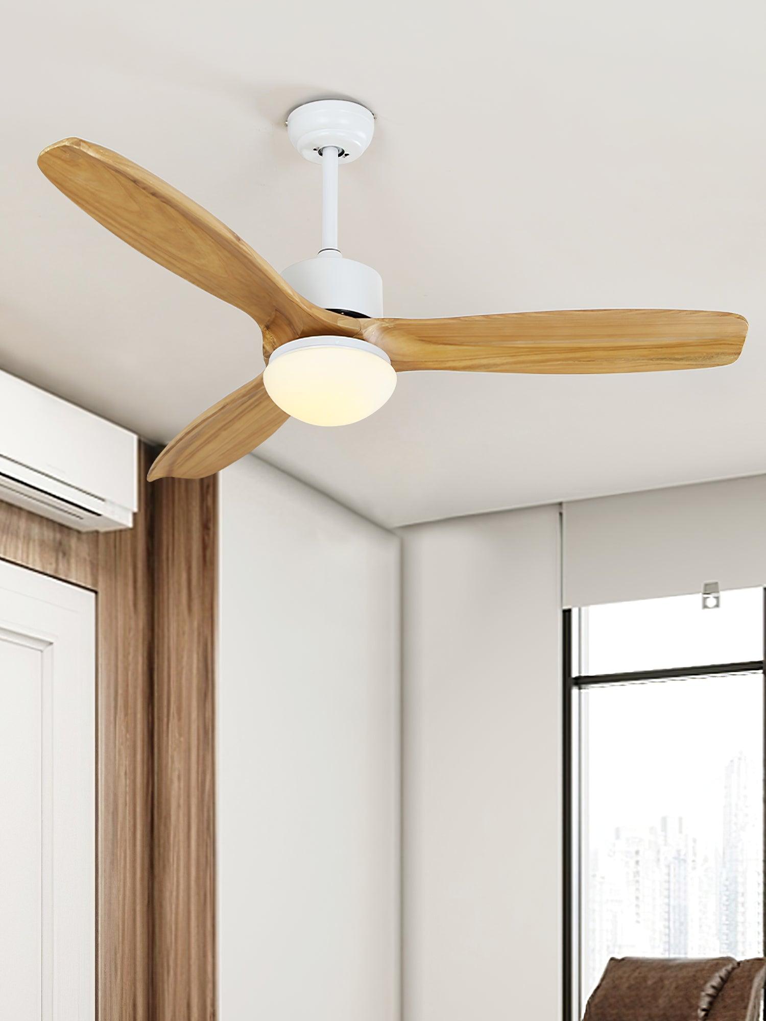 Scandinavische Plafondventilator met Verlichting Elegance Naturel – Vierkanten Houten Bladen met LED-Lamp & Afstandsbediening | Sansoti