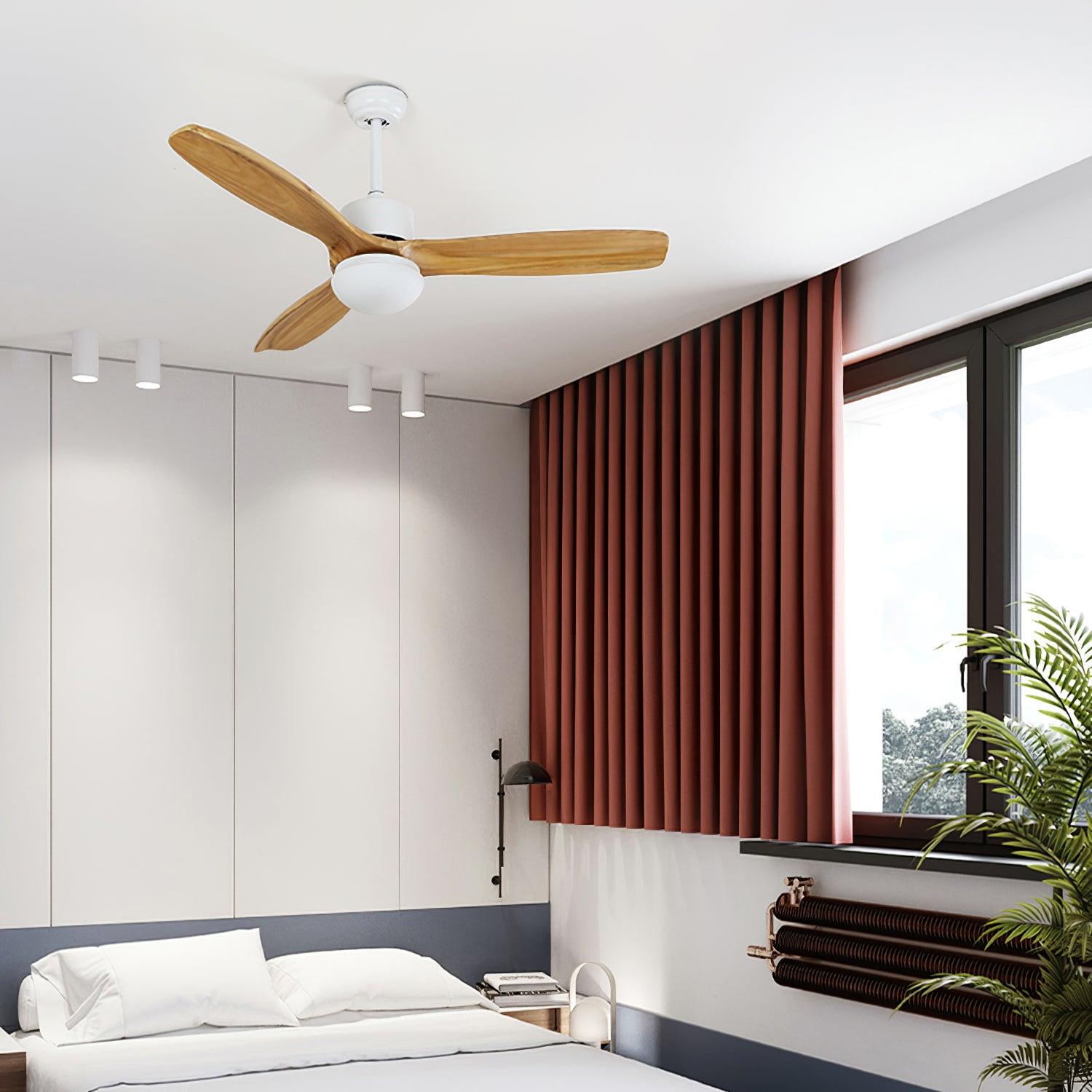 Scandinavische Plafondventilator met Verlichting Elegance Naturel – Vierkanten Houten Bladen met LED-Lamp & Afstandsbediening | Sansoti