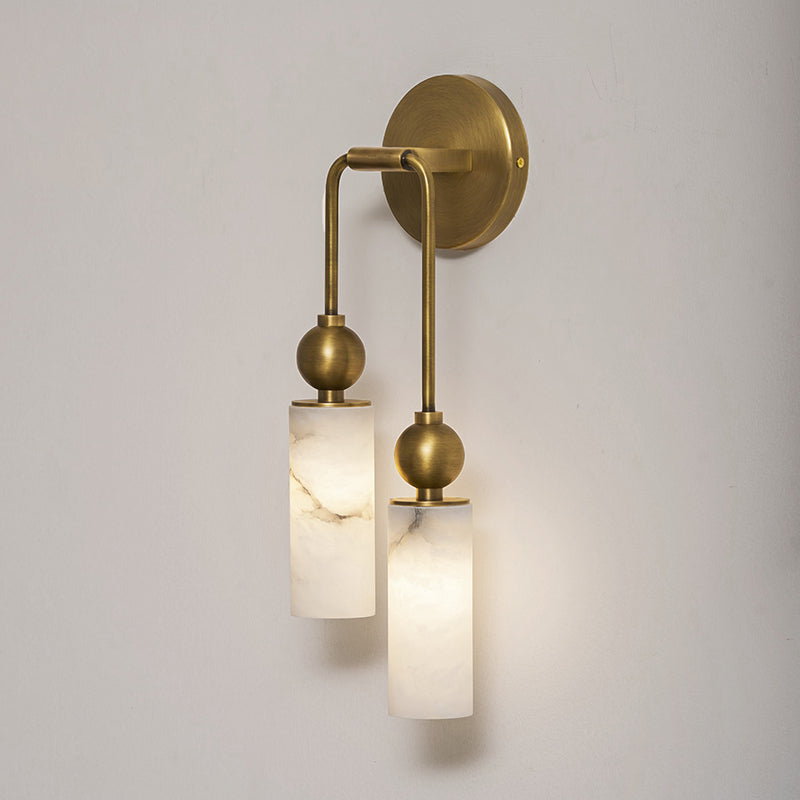 Vintage Wandleuchte mit Vogel aus Messing und Alabaster – Design-Wandlampe für Schlafzimmer, Flur und Wohnzimmer mit E14 Fassung | Restfield