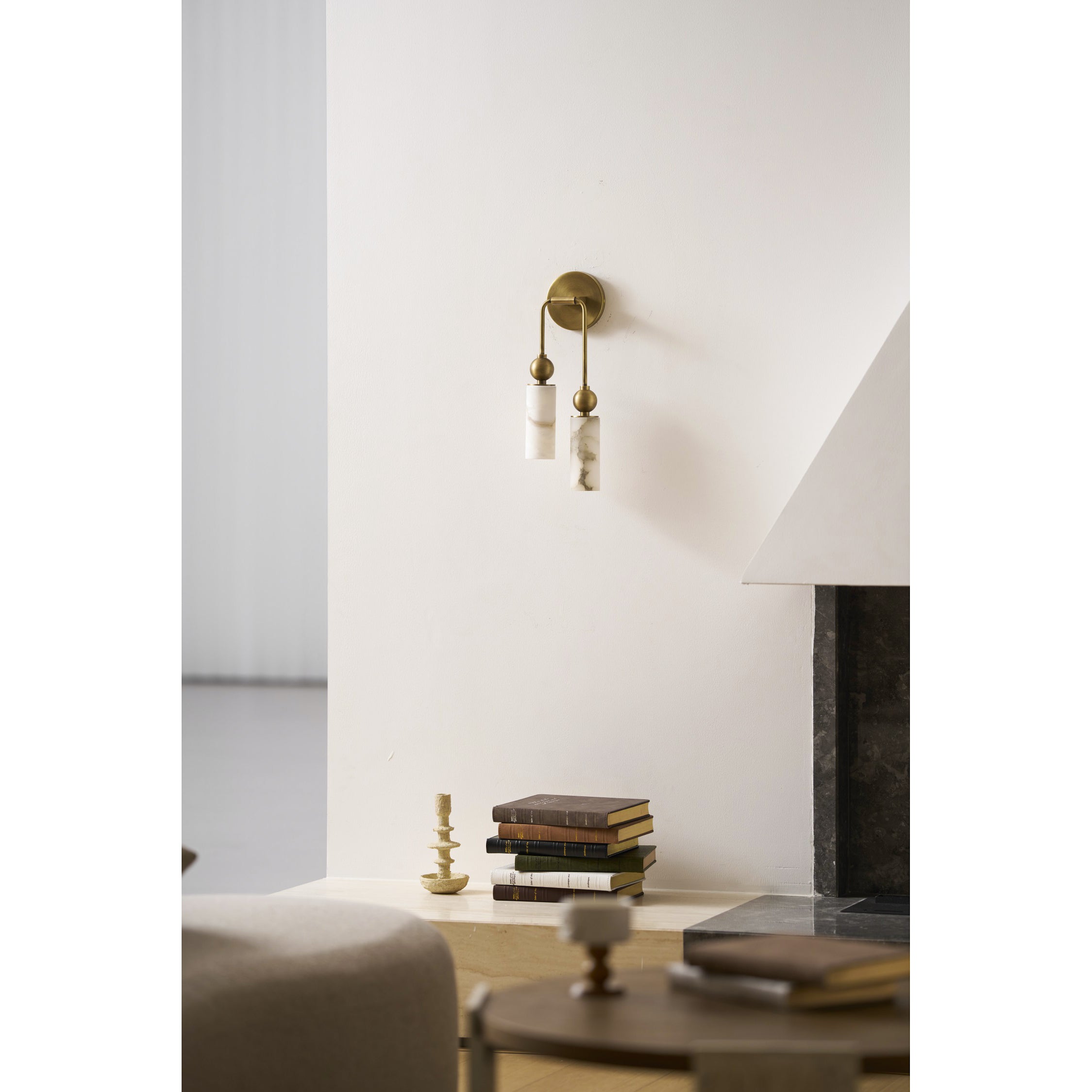 Vintage Wandleuchte mit Vogel aus Messing und Alabaster – Design-Wandlampe für Schlafzimmer, Flur und Wohnzimmer mit E14 Fassung | Restfield