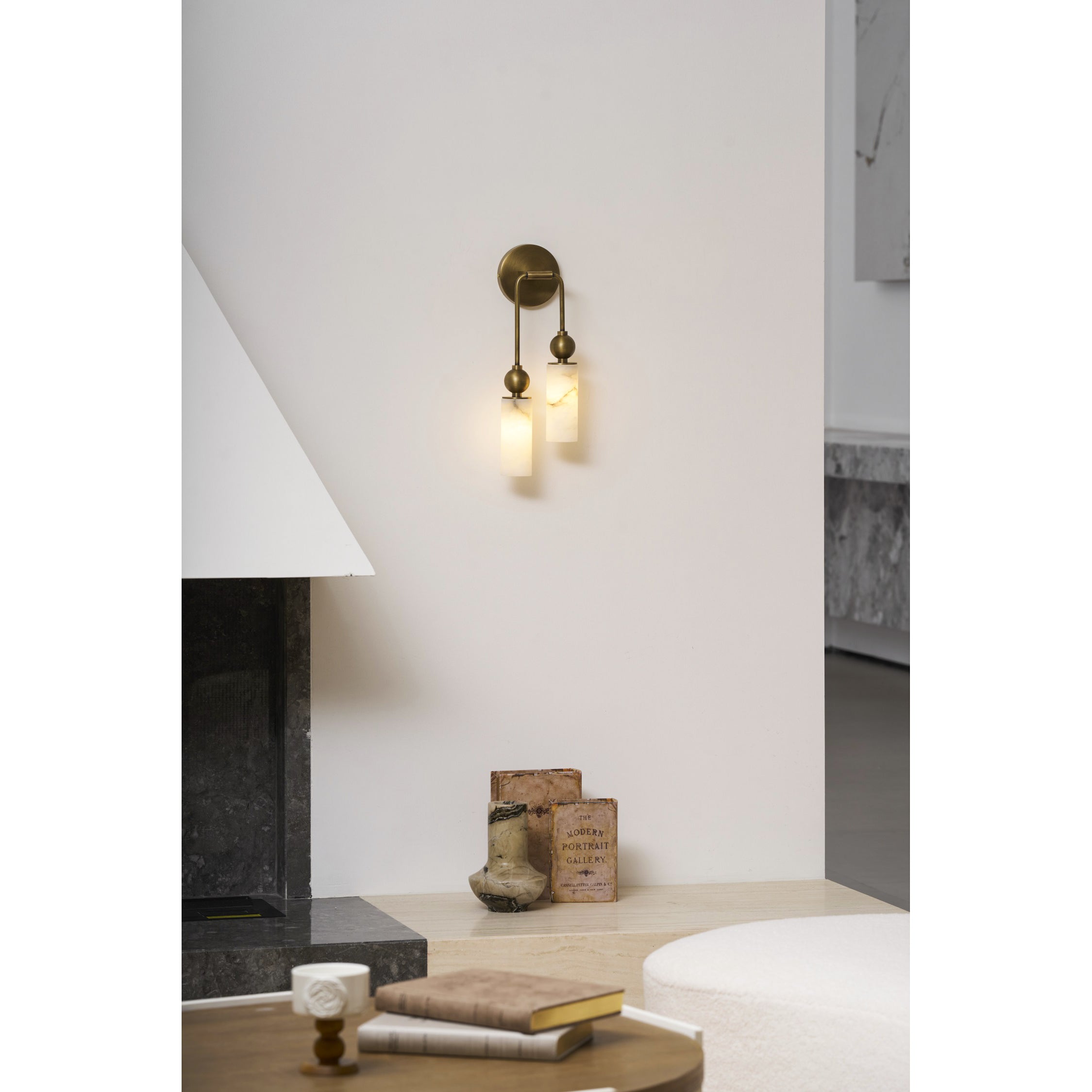 Vintage Wandleuchte mit Vogel aus Messing und Alabaster – Design-Wandlampe für Schlafzimmer, Flur und Wohnzimmer mit E14 Fassung | Restfield
