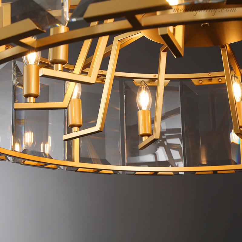 Kristallen Kroonluchter Rond 48cm 4-Lichts Glazen Prisma Hangverlichting voor Eetkamer Woonkamer Entree | Sansoti