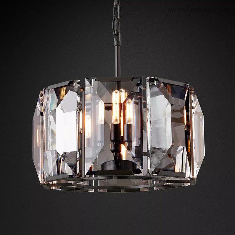 Kristallen Kroonluchter Rond 48cm 4-Lichts Glazen Prisma Hangverlichting voor Eetkamer Woonkamer Entree | Sansoti