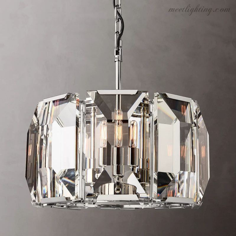 Kristallen Kroonluchter Rond 48cm 4-Lichts Glazen Prisma Hangverlichting voor Eetkamer Woonkamer Entree | Sansoti