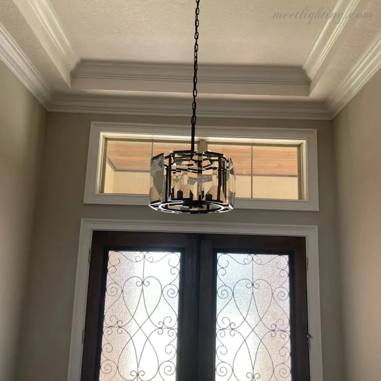 Kristallen Kroonluchter Rond 48cm 4-Lichts Glazen Prisma Hangverlichting voor Eetkamer Woonkamer Entree | Sansoti