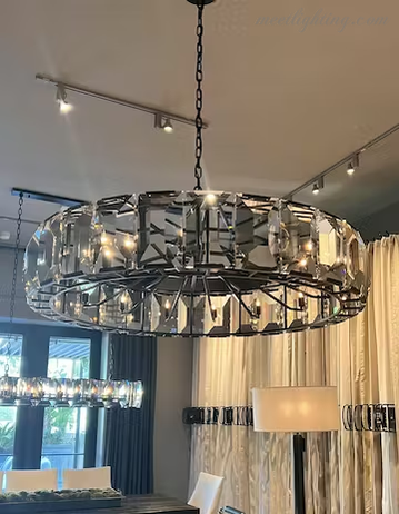 Kristallen Kroonluchter Rond 48cm 4-Lichts Glazen Prisma Hangverlichting voor Eetkamer Woonkamer Entree | Sansoti
