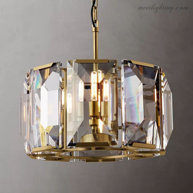 Kristallen Kroonluchter Rond 48cm 4-Lichts Glazen Prisma Hangverlichting voor Eetkamer Woonkamer Entree | Sansoti